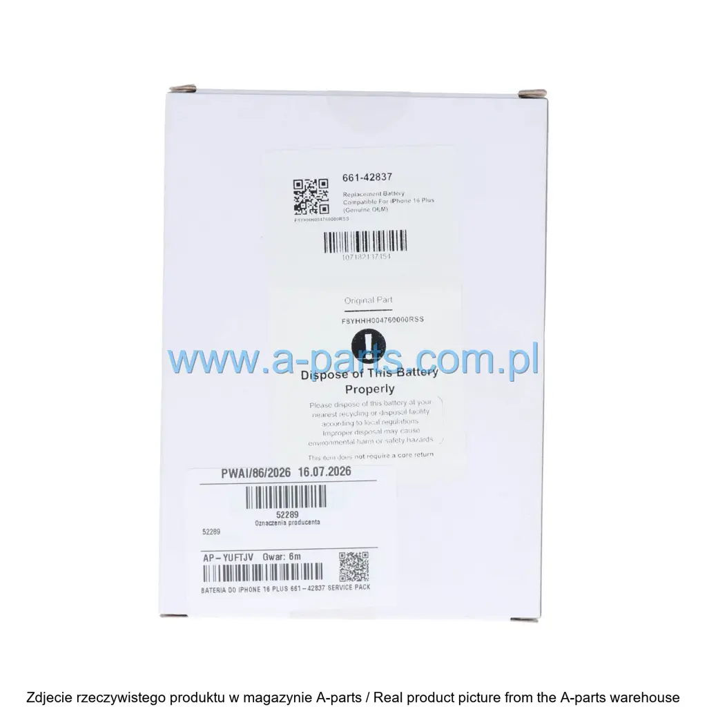 Baterie iPhone Org Apple iPhone 16 Plus service pack 52289 — zdjęcie 8 z 12
