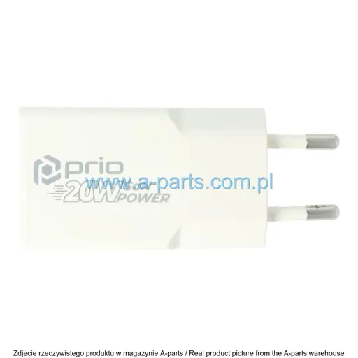 ŁADOWARKA SIECIOWA PRIO 20W GAN PD PPS (USB C) + QC 3.0 (USB A) BIAŁA