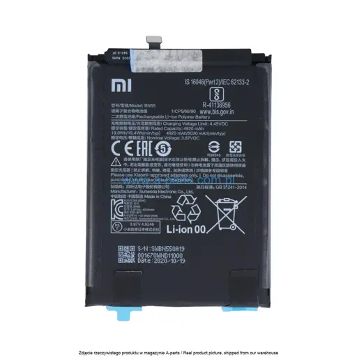 BATERIA BN55 XIAOMI REDMI NOTE 9S - 460200002F5Z ( ORYGINALNA )