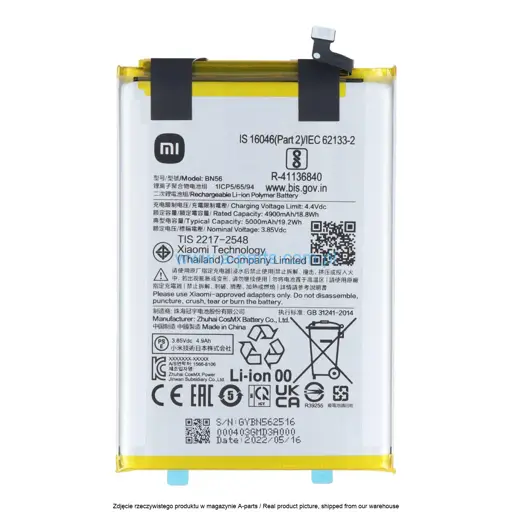 BATERIA BN56 BN5F XIAOMI REDMI 9A 9C 9AT A1 A1+ A2 - 1330101000135B | (ORYGINALNA)