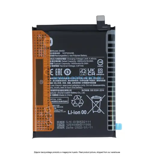 BATERIA BN5D XIAOMI REDMI NOTE 11 REDMI NOTE 11S REDMI NOTE 12S POCO M4 PRO 4G - 460200009U1Y 460200009Y1G ( ORYGINALNA )