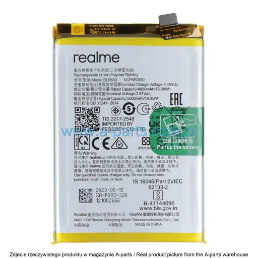 BATERIA REALME 9 / 8 5G 4909768 (ORYGINALNA)
