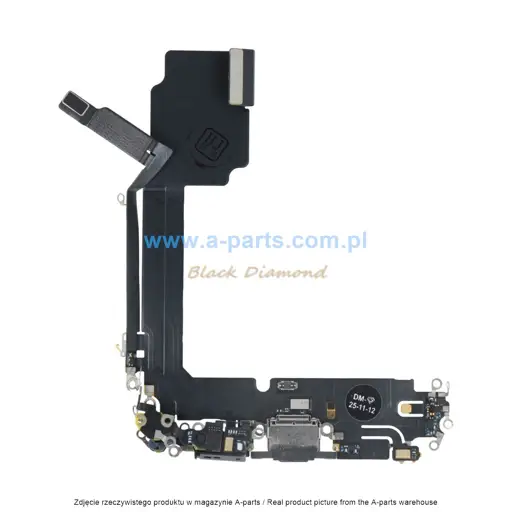 TAŚMA FLEX DO IPHONE 15 PRO MAX CZARNA ZE ZŁĄCZEM ŁADOWANIA