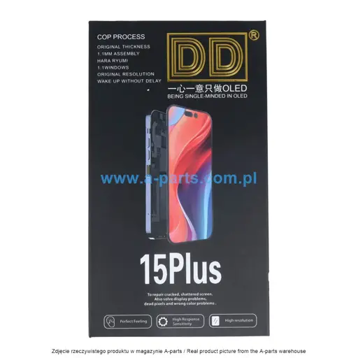 WYŚWIETLACZ LCD + EKRAN DOTYKOWY 60HZ DO IPHONE 15 PLUS OLED SOFT DD
