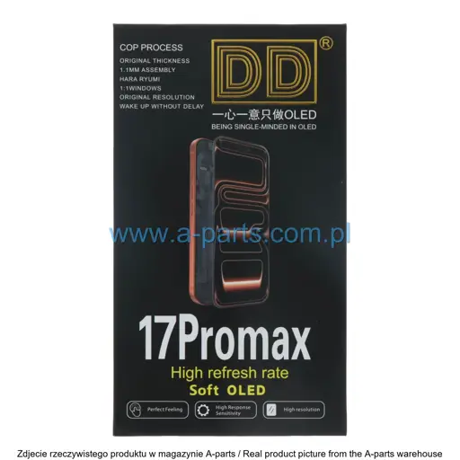 WYŚWIETLACZ LCD + EKRAN DOTYKOWY 120HZ DO IPHONE 17 PRO MAX OLED SOFT DD