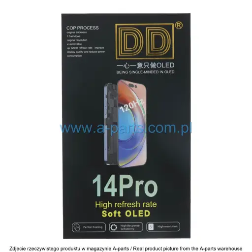 WYŚWIETLACZ LCD + EKRAN DOTYKOWY 120HZ DO IPHONE 14 PRO OLED SOFT DIAGNOSTYCZNY DD