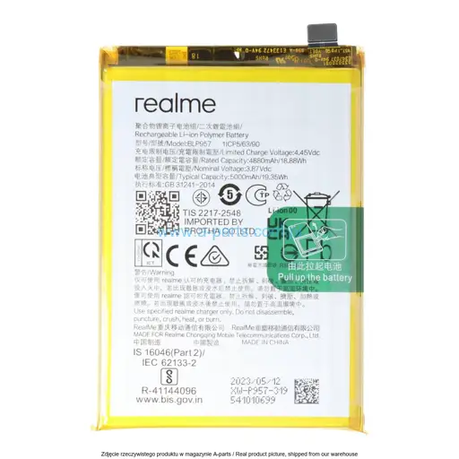 BATERIA BLP957 REALME 10 RMX3630 - 6060069 ( ORYGINALNA )