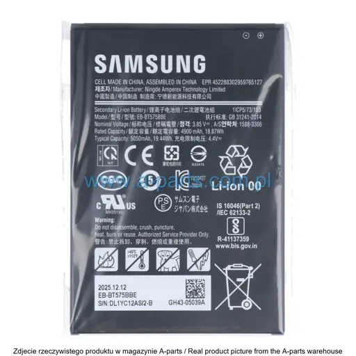 BATERIA SAMSUNG TAB ACTIVE 3 SM-T575 EB-BT575BBE 5050MAH GH43-05039A (ORYGINALNA)