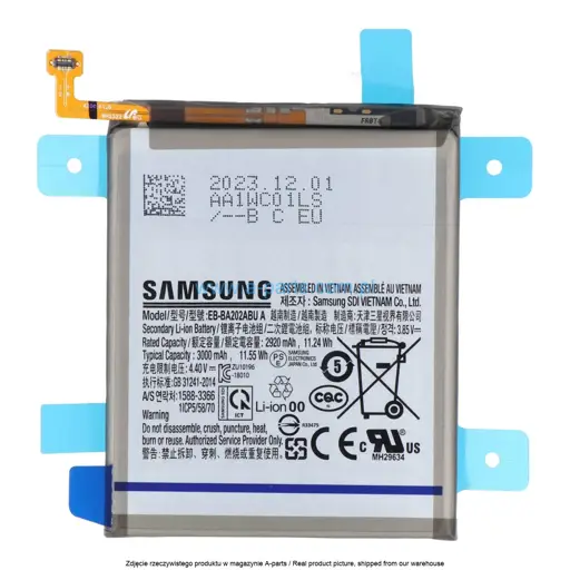 BATERIA SAMSUNG A20E SM-A202 EB-BA202ABU 3000MAH GH82-20188A (ORYGINALNA)