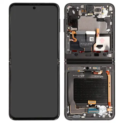 WYŚWIETLACZ LCD + EKRAN DOTYKOWY (WEWNĘTRZNY) SAMSUNG Z FLIP3 5G SM-F711 - CZARNY - GH82-26273A | GH82-27243A | GH82-27244A (ORYGINALNY SERVICE PACK)