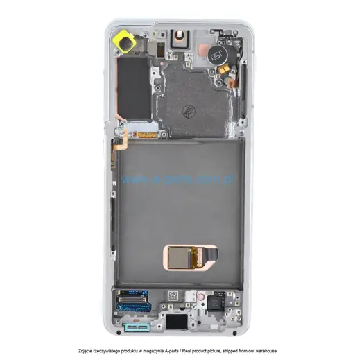 WYŚWIETLACZ LCD + EKRAN DOTYKOWY SAMSUNG S21 5G SM-G991 BEZ KAMERY - BIAŁY - GH82-24544C | GH82-27255C | GH82-27256C (ASSEMBLED)