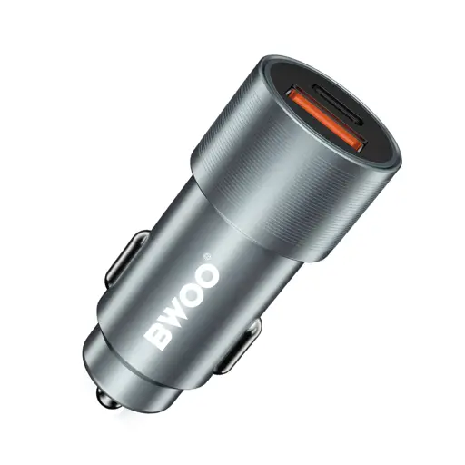BWOO ŁADOWARKA SAMOCHODOWA PD BO-CC73 1X USB-C 1X USB 38W SREBRNA