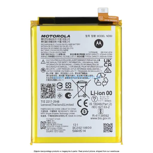 BATERIA ND50 MOTOROLA MOTO G31 XT2173 G42 XT2233 G62 5G XT2223 - SB18D24973 SB18D25053 ( ORYGINALNA )