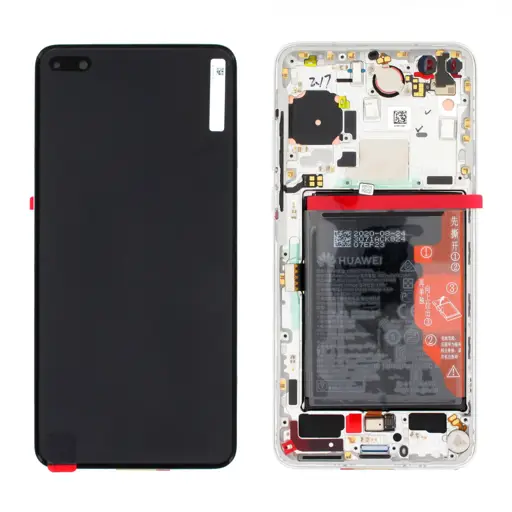 WYŚWIETLACZ LCD + EKRAN DOTYKOWY Z BATERIĄ HUAWEI P40 - BIAŁY - 02353MFW ( ORYGINALNY )